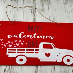 Valentines red truck hanging sign